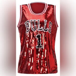 Red Sequin Bulls Kids Top